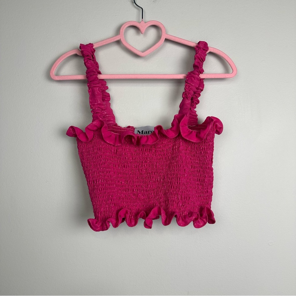 Margot Pink Ruffled Smocked Blouse Size XS